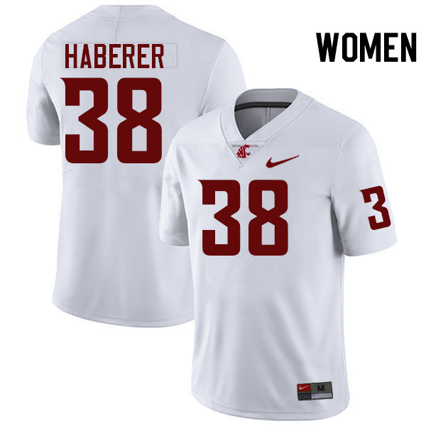 Women #38 Nick Haberer Washington State Cougars College Football Jerseys Stitched-White